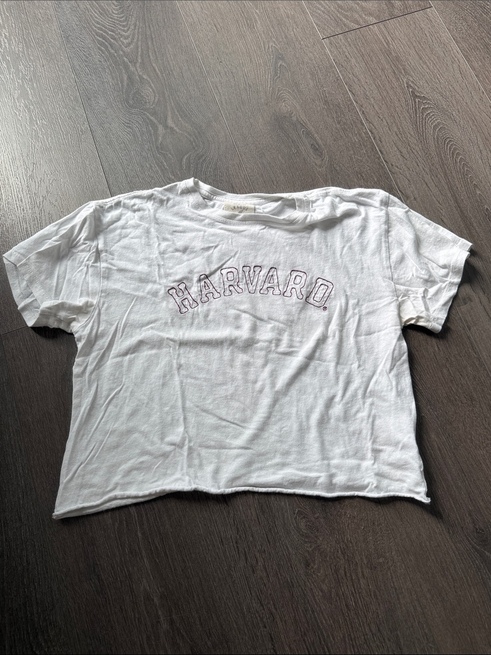 Women’s Cropped White T Shirt - Harvard